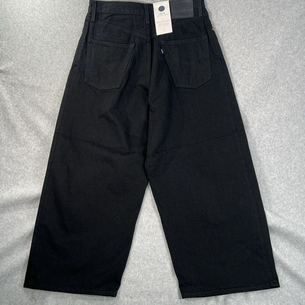 Levi's Blue Tab Jeans Japanese Wide skater Crop Blk 33 pleat y2k $248